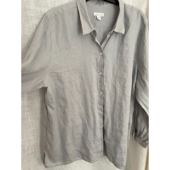 J. Jill Light Gray Button Down Shirt - Picture 5 of 7
